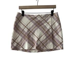 Aeropostale Plaid Mid-Rise Wrap Mini Skirt, Medium